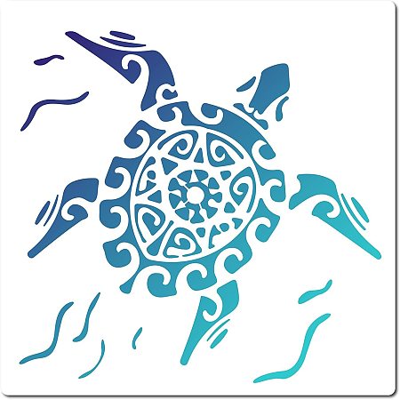 GORGECRAFT Large Turtle Stencils 12x12 Inch Reusable Sea Animal Stencil Ocean Template Signs Home Wall Decor for Painting on Wood Wall Scrapbook Card Floor Canvas and Tile Drawing