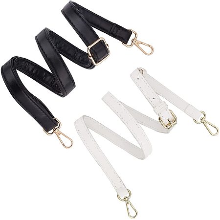 WADORN 2Pcs 2 Colors Imitation Leather Adjustable Shoulder Strap, with Iron Swivel Clasps, for Bag Straps Replacement Accessories, Mixed Color, 670~1250x15mm