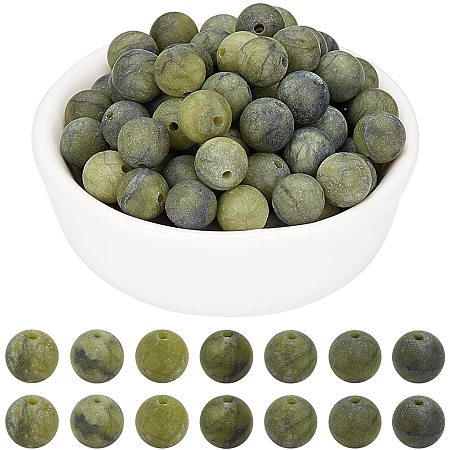 Arricraft About 92 Pcs Frosted Natural Stone Beads 8mm, Natural Taiwan Jade Round Beads, Gemstone Loose Beads for Bracelet Necklace Jewelry Making ( Hole: 1mm )