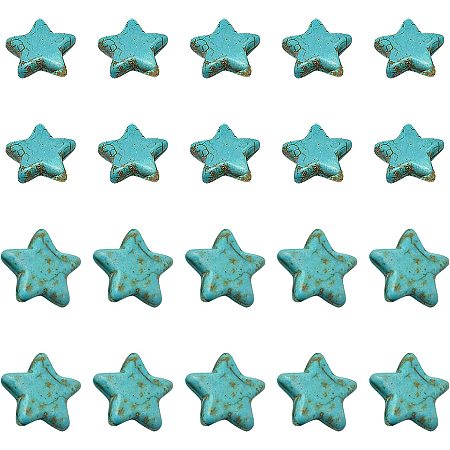 Beebeecraft 80Pcs 2 Style Dyed Turquoise Beads Star Shape Loose Spacer Beads Semi Healing Gemstone for Bracelet Necklace Earring Jewelry Making