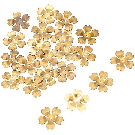 SUPERFINDINGS About 20pcs Antique Golden 5-Petal Sakura Brass Bead Cap Spacer Beads for DIY Crafting Jewelry Making, 19x18.5x1.7mm