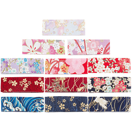 GORGECRAFT 12 Colors 12 Yards Floral Cotton Ribbon Japanese Kimono Style Single Printed 1-1/2 inch Width Trimming Fabric for DIY Handmade Sewing Crafts Hair Bow Headwear Gift Wrapping Accessories