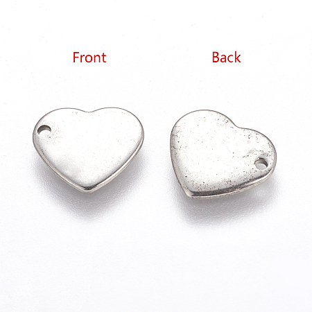 ARRICRAFT About 200pcs 304 Stainless Steel Flat Heart Shape Blank Stamping Tag Pendants Sets for Bracelet Earring Pendant Charms Size 11x10x0.6mm