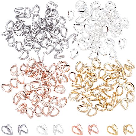 UNICRAFTALE About 160pcs 4 Colors Teardrop Snap On Bails Stainless Steel Pendant Clasps Connectors Pendant Bails for Dangle Charms Jewelry Making, 5.5mm Long
