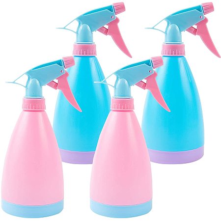 BENECREAT 4PCS 16 Ounce Plastic Sprayer Bottles with Adjustable Nozzle 2 Colors Refillable Empty Mist Spray Bottles for Cleaning Gardening Plants Watering
