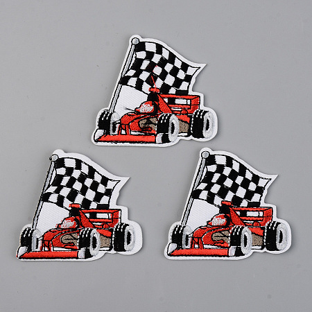 Honeyhandy Computerized Embroidery Cloth Iron on/Sew on Patches, Appliques, Costume Accessories, Racecar, Red, 55x62x2mm