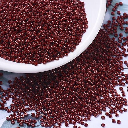 Honeyhandy MIYUKI Round Rocailles Beads, Japanese Seed Beads, 11/0, (RR4470) Duracoat Dyed Opaque Maroon, 2x1.3mm, Hole: 0.8mm, about 1111pcs/10g