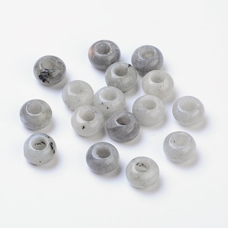 Honeyhandy Gemstone European Beads, Import Labradorite, without Core, Large Hole Beads, Rondelle, Gainsboro, 14x8mm, Hole: 5mm