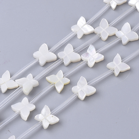 ARRICRAFT Natural White Shell Beads, Mother of Pearl Shell Beads, Butterfly, White, 7x8x2.5mm, Hole: 0.6mm