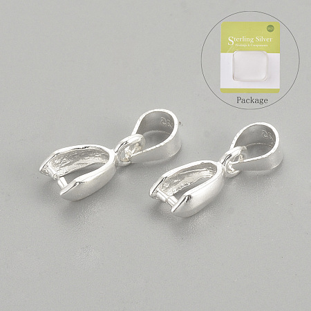 Honeyhandy 925 Sterling Silver Pendants, Ice Pick & Pinch Bails, Carved 925, Silver, 16mm, Hole: 5mm, Pin: 0.5mm