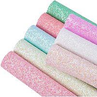 BENECREAT 7.5x11.5Inches 8 Colors Glitter Leather Sheets Sequin Faux Leather Sheets 1mm Thick Leather Sheet for DIY, Crafts, Sewing, Earrings and Decoration