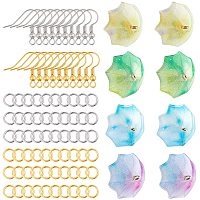 SUPERFINDINGS 8pcs Purple Green Blue Umbrella Acrylic Pendants DIY Earring Making Kits Include 160pcs Brass Earring Hooks and 60pcs 6x1mm Unsoldered Jump Rings for Earring and Necklace Making