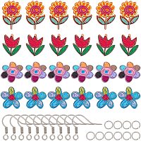 SUPERFINDINGS DIY 15 Pairs Flower Dangle Earring Making Kits Include 24Pcs 4 Style Flower Acrylic Pendants with 304 Stainless Steel Earring Hooks Jump Rings for Earring Jewelry Making