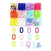 Arricraft DIY Glasses/Mask Chains Making Kits, 250Pcs 10 Colors Acrylic Linking Rings, 6Pcs Resin Pendants and Polymer Clay Charms, Plastic Lobster Claw Clasps, Silicone EyeGlass Holders, Iron Jump Rings, Mixed Color, 281pcs/box