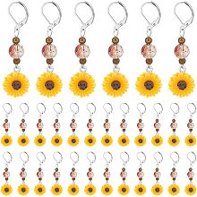 PH PandaHall 30pcs Stitch Marker Charms, Sunflower Resin Dangle Pendants Locking Crochet Stitch Counters Zipper Pulls Charms for Crocheting Knitting Sewing Craft Jewelry Making