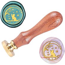 ARRICRAFT Wax Seal Stamp A Cat Catching Butterflies Pattern 0.98" Sealing Wax Stamp with Brass Seal Wood Handle for Greeting Card, Wedding Invitation, Envelope Decoration, Gift Wrapping