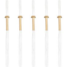 CHGCRAFT 5Sets Fiberglass Wicks with Brass Tube Holder Golden Metal Wick Holders with Lamp Wick Fiberglass Wick Replacement for Oil Rock Candle Lamp Lantern Making