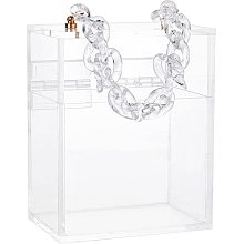 Pandahall Elite Gift Box Bracelet Handle Acrylic Wedding Card Box with Swing Lid for Displaying Birthdays Valentines Day Christmas Grooms Gifts 12.2x8x15.2cm /4.8x3.18x6