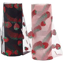 BENECREAT 2 Rolls Strawberry Pattern Tulle Rolls 6 Inch x 20 Yards Glitter Tulle Fabric Roll for Table Runner Chair Bow Pet Tutu Skirt Sewing Crafting(10 Yard/Roll)