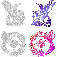 GLOBLELAND 2pcs Hummingbird Wreath Metal Cutting Dies Hibiscus Flower Stencils for DIY Scrapbooking Christmas Birthday Wedding Cards Making Album Envelope Decoration,Matte Platinum