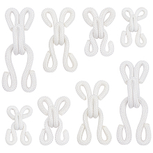 Gorgecraft 48 Sets 3 style Cloth Clover Brass Buckles, Sewing Hooks and Eyes Closure, for Bra Clothing Trousers Skirt Sewing DIY Craft, White, 17.5~36x11~14x2~8.5mm, Hole: 2~3x4.5~5mm, 12sets/style