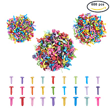 PandaHall Elite 600pcs Random Color Mini Brads Metal Paper Fasteners Brass Plated Scrapbooking Brads for Crafts Making DIY