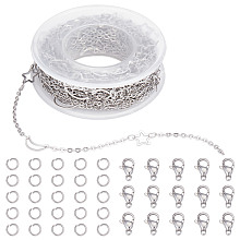 SUNNYCLUE DIY Chain Necklaces Making Kits, Including 304 Stainless Steel Cable Chains & Lobster Claw Clasps & Open Jump Rings, Stainless Steel Color