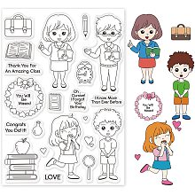 GLOBLELAND Teachers' Day Silicone Clear Stamps Pen School Bag Book Transparent Stamps for Holiday Greeting Cards Making DIY Scrapbooking Photo Album Decoration Paper Craft