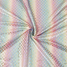 FINGERINSPIRE Mermaid Scales Fabric 39x59 inch Gradient Gold Rainbow Hologram 2 Way Stretch Fish Scale Fabric Light Color Spandex Mermaid Printed Fish Scale Stretch Fabric for Clothes Sewing