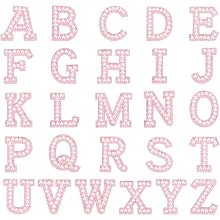 NBEADS 26 Pcs A-Z Letter Pearl Rhinestone Patches, Iron On Patch with Glitter Alphabet Rhinestone Pearl Sew On Patch Applique for DIY Clothes Dress Plant Hat Jeans Sewing Supplies, Pink