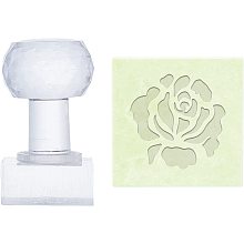 PandaHall Elite Rose Acrylic Stamp Soap Square Soap Embossing with Handle Stamp Soap Chapter Imprint Stamp for Handmade Soap Cookie Clay Pottery Stamp Biscuits Gummier Making Projects