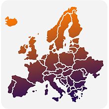 FINGERINSPIRE Europe Map Stencil 11.8x11.8 inch Hollow Out United Kingdom Germany France Italy Spain Map Drawing Stencil Reusable Europe Travel Place Map Craft Stencil for Photo Album, Wall, Paper