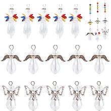 Arricraft 30 Pcs 3 Styles Angel Wing Charms, Crystal Dangle Charms Pendants Glass Angel Charms Beads for Earring Necklace Bracelet Jewelry DIY Crafts Making