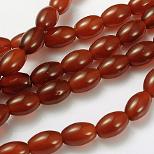 Honeyhandy Natural Carnelian Beads Strands, Dyed, Natural Carnelian, Oval, 12x8mm, Hole: 1.2~1.5mm, about 32pcs/strand, 14.5 inch