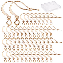 CREATCABIN 100Pcs Long-Lasting Plated Brass French Earring Hooks, Flat Earring Hooks, Ear Wire, with Horizontal Loop, Real 18K Gold Plated, 19x17x3mm, Hole: 1.5mm, Pin: 0.7mm