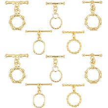 PandaHall Elite 18K Gold Jewelry Clasps, Hollow Toggle Clasps Oval T-Bar Links Bracelet Closure Clasps Hook Fastener IQ Clasps End Clasps Connectors for Necklace Jewelry Making, 10 Sets