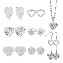 CHGCRAFT 12Pcs 6 Style 304 Stainless Steel Pendants, Heart, Stainless Steel Color, 15~23.5x15~22x1.5~2mm, Hole: 1.4~1.8mm, 2pcs/style