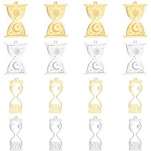 DICOSMETIC 8pcs 2 Style 2 Colors Hourglass Charms Stainless Steel Flat Sandglass Charms Day and Night Pattern Hourglass Charms Sand Clock Pendants with Moon Sun for Jewelry Making,Hole:1.4mm