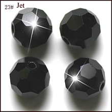 Honeyhandy Imitation Austrian Crystal Beads, Grade AAA, Faceted, Round, Black, 10mm, Hole: 0.9~1mm