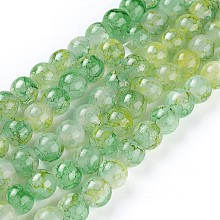 Arricraft Spray Painted Glass Beads Strands, Round, Yellow Green, 8~8.5mm, Hole: 1.5mm, about 100pcs/strand, 31.1 inches(79cm)