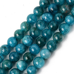 Arricraft Natural Chalcedony Beads Strands, Dyed & Heated, Imitation Apatite, Round, Teal, 6~6.5mm, Hole: 1mm, about 63pcs/strand, 15.35 inches(39cm)