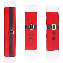 GORGECRAFT 3PCS Christmas Fridge Handle Covers Refrigerator Door Kitchen Appliance Red Faux Fur Dishwashers Handles Decorations Keep Clean for Food Stains Smudges Fingertips