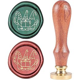 CRASPIRE Wax Seal Stamp Christmas Elf Dwarf Vintage Brass Head Wooden Handle Removable Sealing Wax Seal Stamp 25mm for Envelopes Wedding Invitations Wine Packages Christmas Halloween Xmas Party