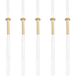 CHGCRAFT 5Sets Fiberglass Wicks with Brass Tube Holder Golden Metal Wick Holders with Lamp Wick Fiberglass Wick Replacement for Oil Rock Candle Lamp Lantern Making