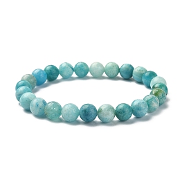 Honeyhandy Natural Hemimorphite Round Beaded Stretch Bracelets, Inner Diameter: 2-1/8 inch(5.5cm), Beads: 8mm