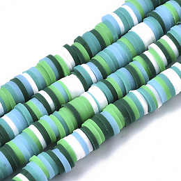 Honeyhandy Handmade Polymer Clay Beads Strands, for DIY Jewelry Crafts Supplies, Heishi Beads, Disc/Flat Round, Mixed Color, 6x0.5~1mm, Hole: 1.8mm, about 290~320pcs/strand, 15.75 inch~16.14 inch(40~41cm)