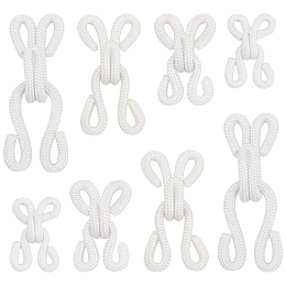 Gorgecraft 48 Sets 3 style Cloth Clover Brass Buckles, Sewing Hooks and Eyes Closure, for Bra Clothing Trousers Skirt Sewing DIY Craft, White, 17.5~36x11~14x2~8.5mm, Hole: 2~3x4.5~5mm, 12sets/style