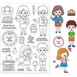 GLOBLELAND Teachers' Day Silicone Clear Stamps Pen School Bag Book Transparent Stamps for Holiday Greeting Cards Making DIY Scrapbooking Photo Album Decoration Paper Craft