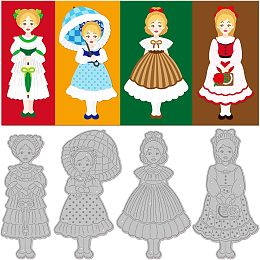 GLOBLELAND 4 Sets 4 Styles Retro Lady Fashion Women Cutting Dies for DIY Scrapbooking Metal Princess Skirt Lady Die Cuts Embossing Stencils Template for Paper Card Making Decoration Album