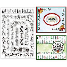 GLOBLELAND Winter Christmas Lace Clear Stamps for DIY Scrapbooking Christmas Border Corner Silicone Clear Stamp Seals Transparent Stamps for Cards Making Photo Album Journal Home Decoration